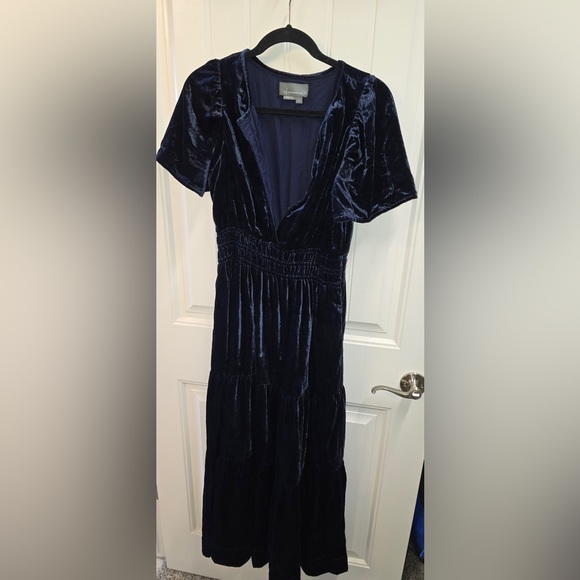 Anthropologie Somerset Velvet Maxi Dress Midnight Blue Size Small - Picture 11 of 11
